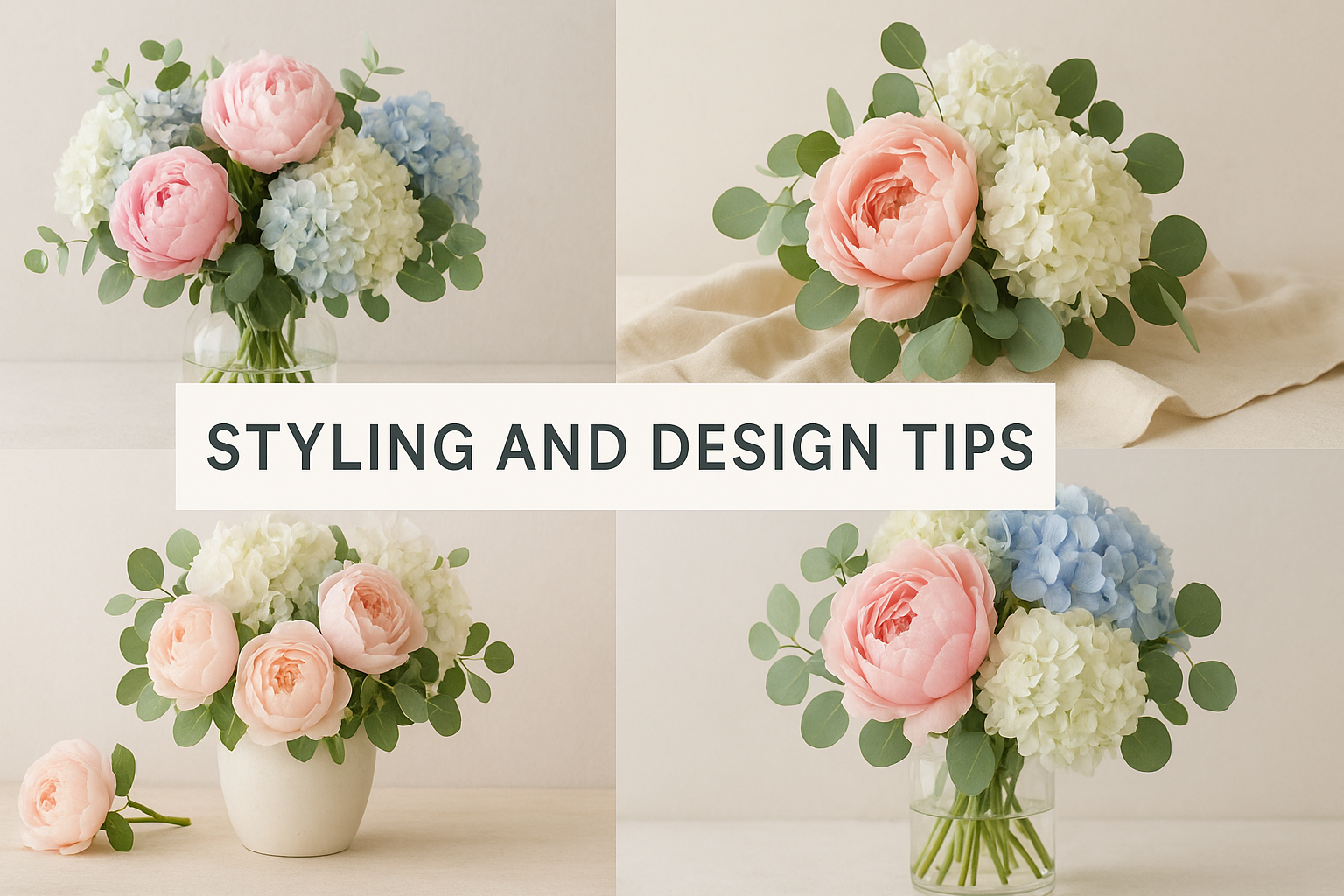 Styling and Design Tips of Peony and Hydrangea Bouquet