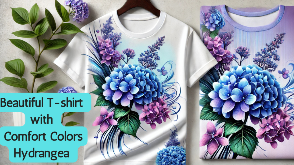 Beautiful T-shirt with Comfort Colors Hydrangea