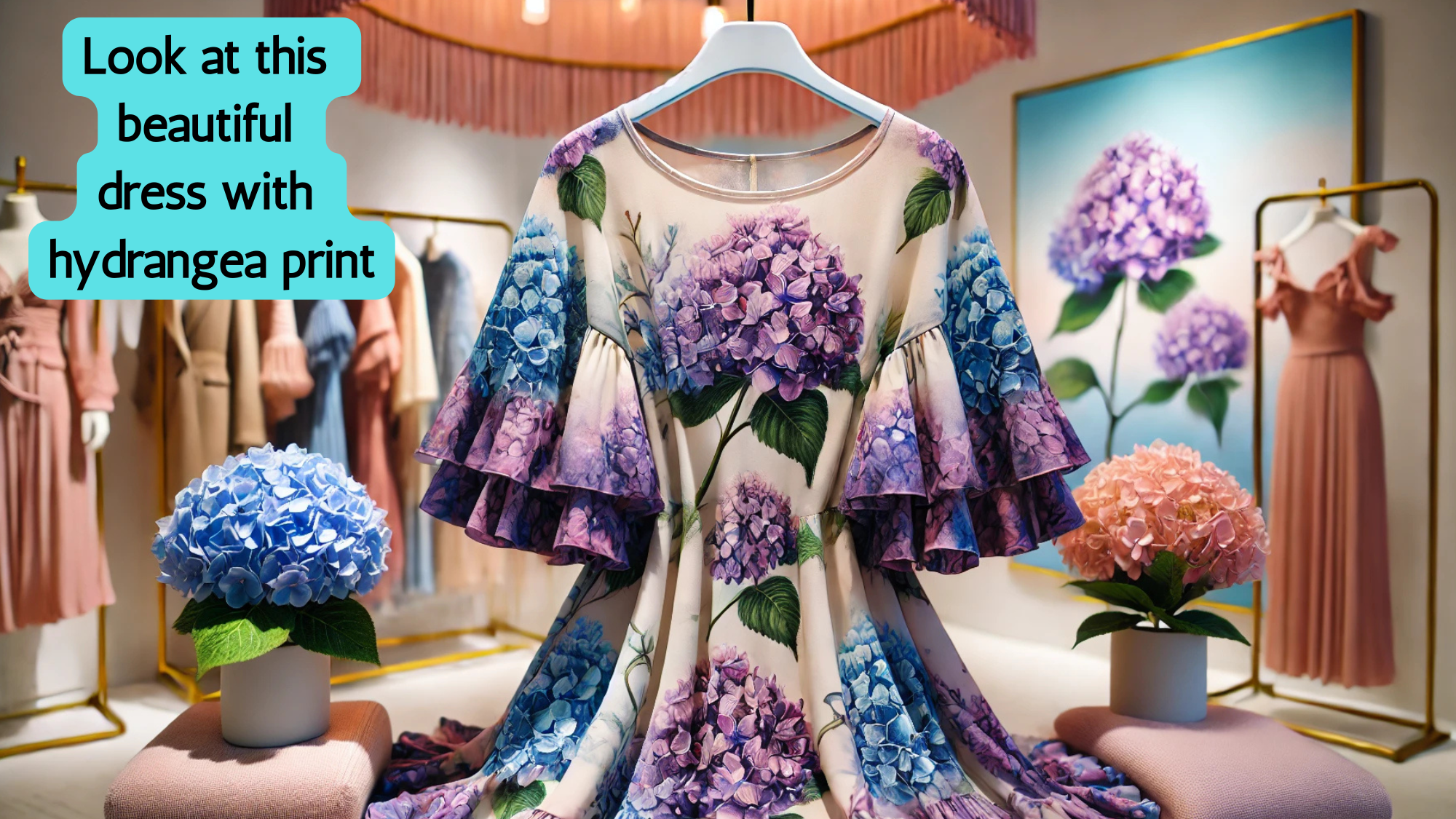Dress with hydrangea print