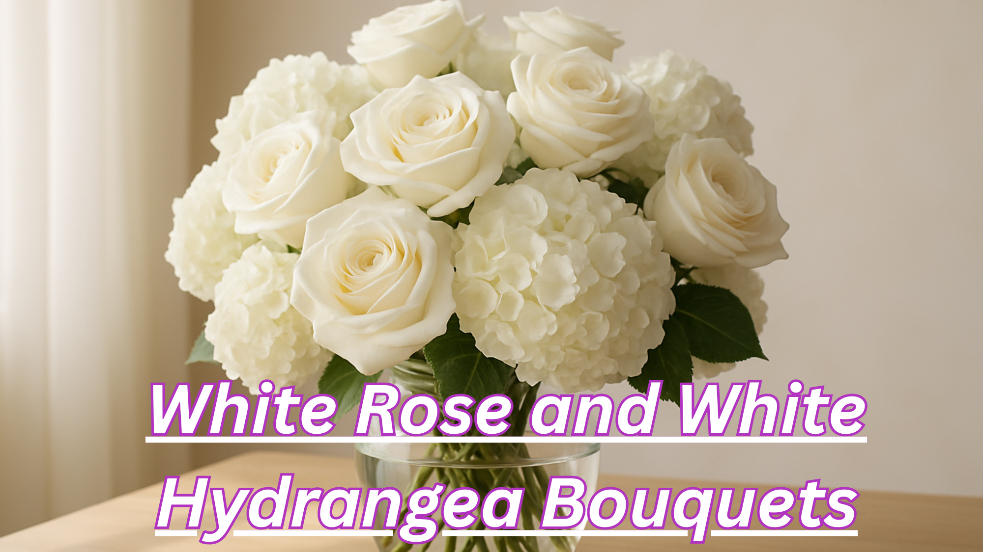 White Rose and White Hydrangea Bouquets